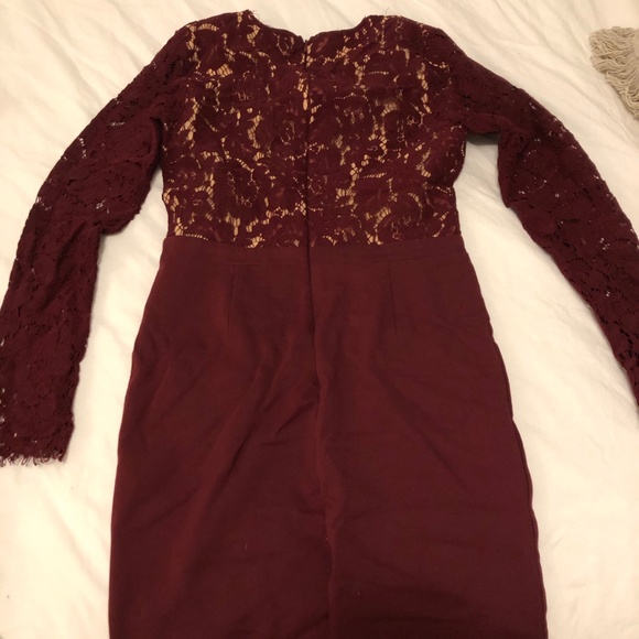 Lulu's Burgundy Lace Dress - Picture 3 of 4